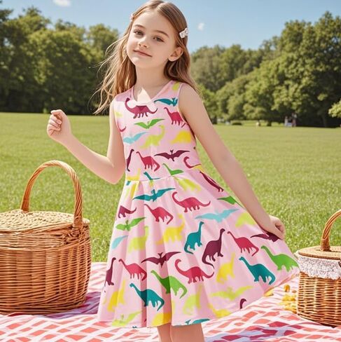 LQSZ Unicorn Dress Girls Kids Summer Sleeveless Sundress Birthday Outfit Twirly School Party Clothes 3-12 Years in Saudi Arabia