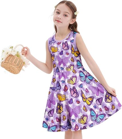 LQSZ Unicorn Dress Girls Kids Summer Sleeveless Sundress Birthday Outfit Twirly School Party Clothes 3-12 Years in Kuwait