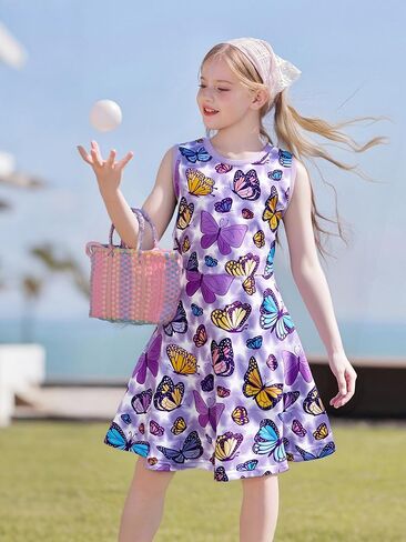 LQSZ Unicorn Dress Girls Kids Summer Sleeveless Sundress Birthday Outfit Twirly School Party Clothes 3-12 Years in Kuwait