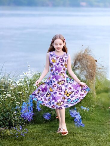 LQSZ Unicorn Dress Girls Kids Summer Sleeveless Sundress Birthday Outfit Twirly School Party Clothes 3-12 Years in Kuwait