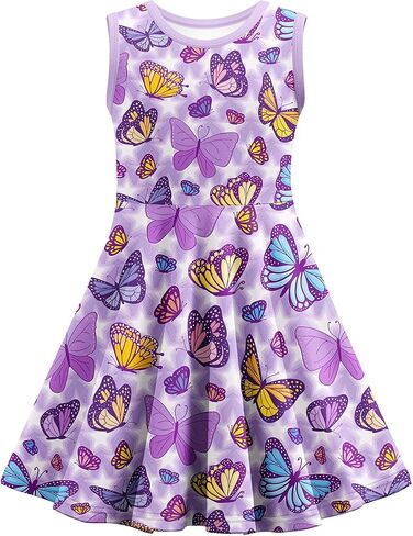 LQSZ Unicorn Dress Girls Kids Summer Sleeveless Sundress Birthday Outfit Twirly School Party Clothes 3-12 Years in Kuwait