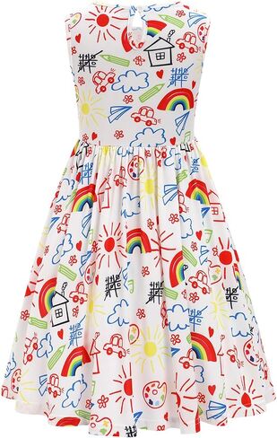 ODOLDI Kids Girls Back to School Dress Peter Pan Collar Ruffle Dress Casual Sundress for School Party 3-7 Years in Saudi Arabia