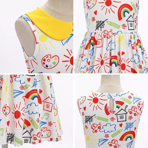 ODOLDI Kids Girls Back to School Dress Peter Pan Collar Ruffle Dress Casual Sundress for School Party 3-7 Years in Saudi Arabia