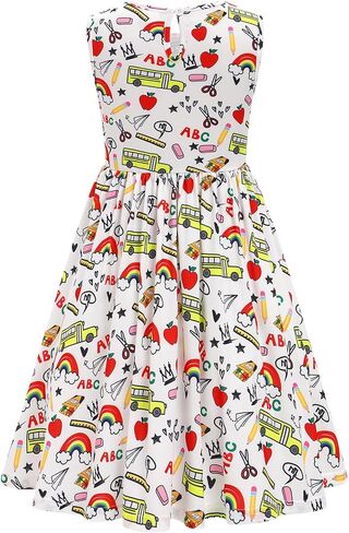 ODOLDI Kids Girls Back to School Dress Peter Pan Collar Ruffle Dress Casual Sundress for School Party 3-7 Years in Saudi Arabia