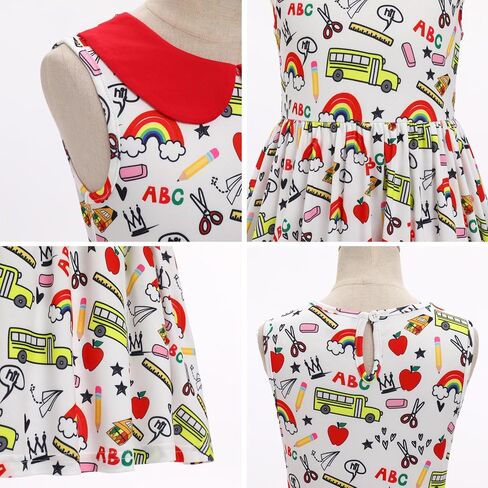 ODOLDI Kids Girls Back to School Dress Peter Pan Collar Ruffle Dress Casual Sundress for School Party 3-7 Years in Saudi Arabia
