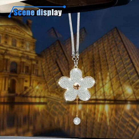 إكسسوارات سحر شنقا للسيارة ، تزيين مرآة Crystal Flower Car الخلفية ، إكسسوارات زخرفة داخلية للسيارات للنساء (Purple) in Saudi Arabia