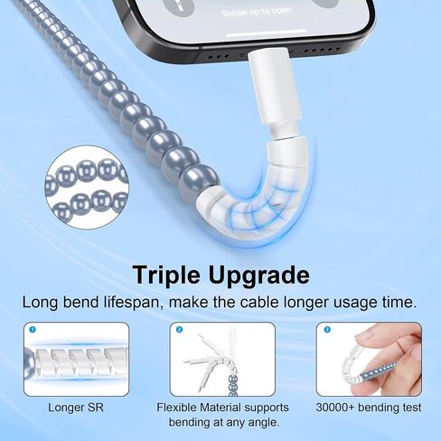 HianDier USB C to USB C Cable 3.3FT 3A Stylish Durable Green Turquoise Bead Type C Charger Fast Charging Cord Compatible with iPhone 16 Pro Max 15 Samsung S25 Ultra S24 for iPad Pro MacBook-Green in Kuwait