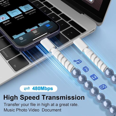 HianDier USB C to USB C Cable 3.3FT 3A Stylish Durable Green Turquoise Bead Type C Charger Fast Charging Cord Compatible with iPhone 16 Pro Max 15 Samsung S25 Ultra S24 for iPad Pro MacBook-Green in Kuwait