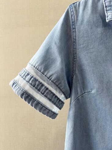 utcoco Denim Dress for Women 2025 Casual Tulle Short Sleeve Button Jean Midi Dress with Pockets in Saudi Arabia