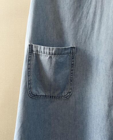 utcoco Denim Dress for Women 2025 Casual Tulle Short Sleeve Button Jean Midi Dress with Pockets in Saudi Arabia