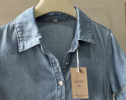 utcoco Denim Dress for Women 2025 Casual Tulle Short Sleeve Button Jean Midi Dress with Pockets in Saudi Arabia