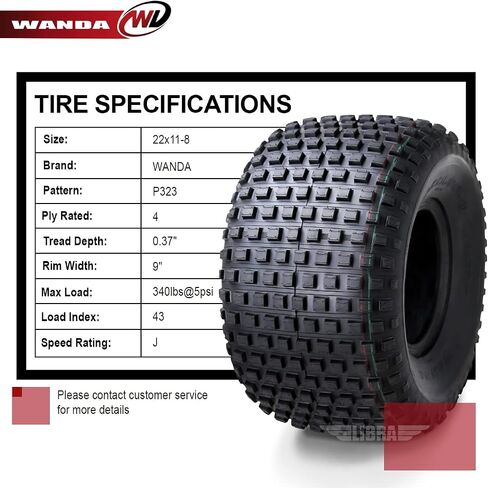 واحد جديد Wanda ATV Tyre 22x11-8 22x11x8 4PR P323 - 10032 in Saudi Arabia