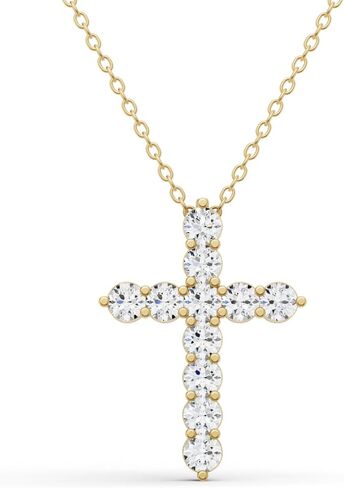 TimeLess Classics 0.50-3 CTW Cross Pendant Necklace With Lab-Grown Diamond in 14K Gold | Color E-F | Clarity VS1-VS2 in Kuwait