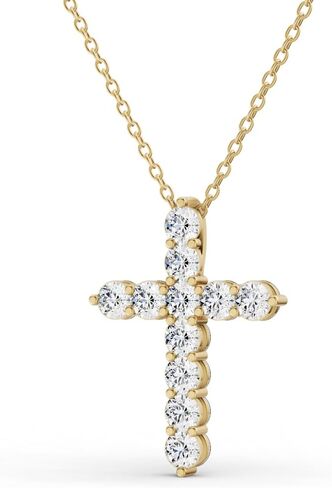 TimeLess Classics 0.50-3 CTW Cross Pendant Necklace With Lab-Grown Diamond in 14K Gold | Color E-F | Clarity VS1-VS2 in Kuwait