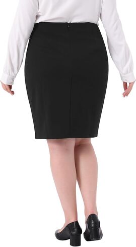 Agnes Orinda Womens Plus Size Pencil Skirt Knee Length High Waist Stretchy Bodycon Formal Business Work Skirt Side Slit in Saudi Arabia