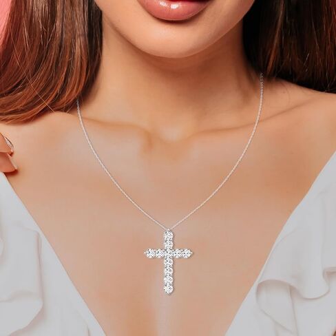 TimeLess Classics 0.50-3 CTW Cross Pendant Necklace With Lab-Grown Diamond in 14K Gold | Color E-F | Clarity VS1-VS2 in Kuwait