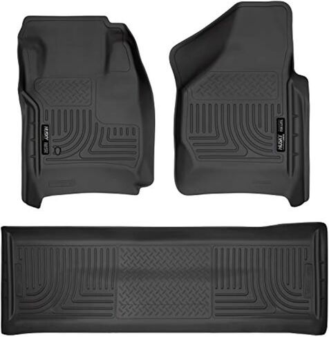 Husky Liners Weatherbeater Floor Mats | Fits 2008-2010 Ford F-250/F-350/F-450 Crew Cab Without Manual Shifter (Footwell Coverage) | Front & 2nd Row, 3-pc Black - 98381 in Kuwait