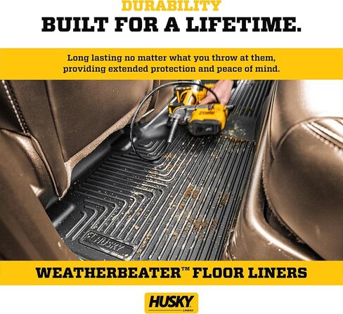 Husky Liners Weatherbeater Floor Mats | Fits 2008-2010 Ford F-250/F-350/F-450 Crew Cab Without Manual Shifter (Footwell Coverage) | Front & 2nd Row, 3-pc Black - 98381 in Kuwait