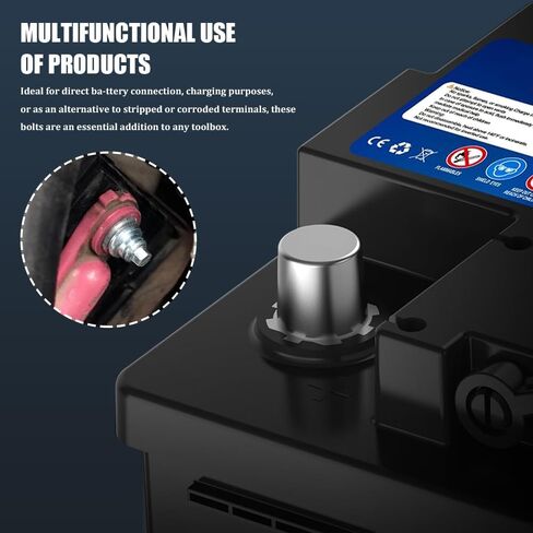 2PCS Side Battery Terminal Bolts, Side Post Battery Terminal, 3/8''-16 Standard Post Extender Short Stud, Car Accessories Electrical Cell Cable Bolts Compatible with Chevy GMC Buick in Kuwait