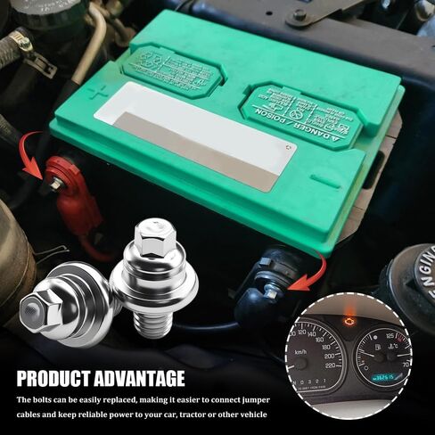 2PCS Side Battery Terminal Bolts, Side Post Battery Terminal, 3/8''-16 Standard Post Extender Short Stud, Car Accessories Electrical Cell Cable Bolts Compatible with Chevy GMC Buick in Kuwait