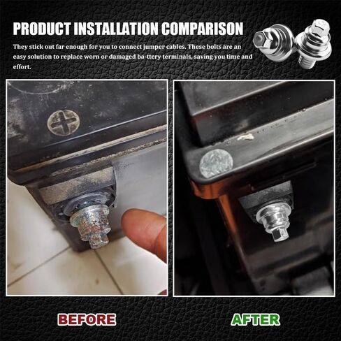 2PCS Side Battery Terminal Bolts, Side Post Battery Terminal, 3/8''-16 Standard Post Extender Short Stud, Car Accessories Electrical Cell Cable Bolts Compatible with Chevy GMC Buick in Kuwait