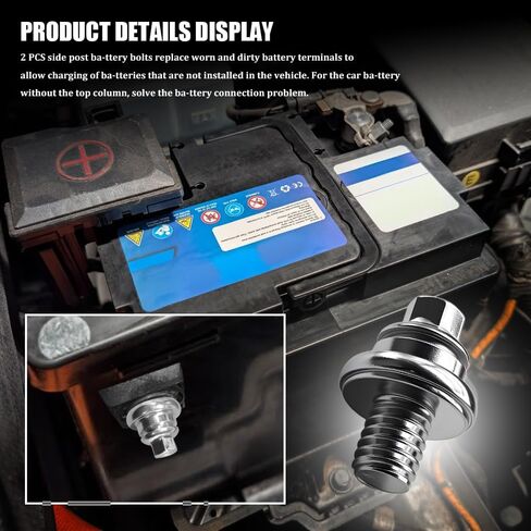 2PCS Side Battery Terminal Bolts, Side Post Battery Terminal, 3/8''-16 Standard Post Extender Short Stud, Car Accessories Electrical Cell Cable Bolts Compatible with Chevy GMC Buick in Kuwait