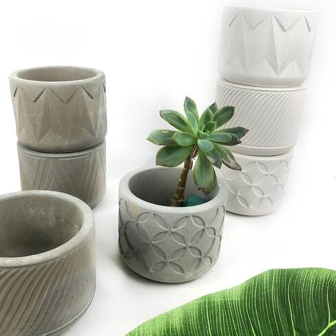 Round Vintage Pattern Flower Pot Silicone Mold Concrete Succulent Planter Vase Mold Candle Pen Holder Plaster Epoxy Resin Cement Clay Mould in Kuwait