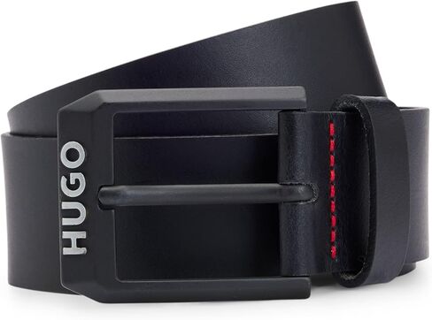 HUGO Men's Gelio-B Sz40 Leather Belt with Matte Black Logo Clasp in Saudi Arabia