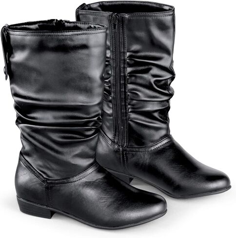 Collections Etc Faux Leather Mid Calf Slouch Boots w/Low Heel in Saudi Arabia