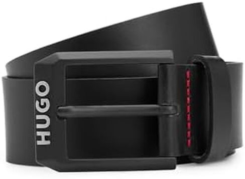 HUGO Men's Gelio-B Sz40 Leather Belt with Matte Black Logo Clasp in Saudi Arabia