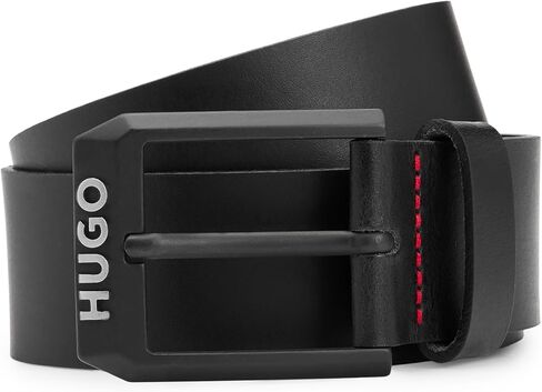 HUGO Men's Gelio-B Sz40 Leather Belt with Matte Black Logo Clasp in Saudi Arabia