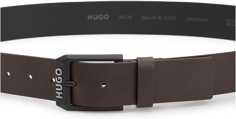 HUGO Men's Gelio-B Sz40 Leather Belt with Matte Black Logo Clasp in Saudi Arabia
