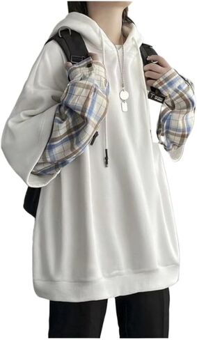 ZITEZHGO Emo Hoodie Streetwear Hoodies for Men Women Teen Boys Oversized Pullover Patchwork Sweatshirt in Saudi Arabia
