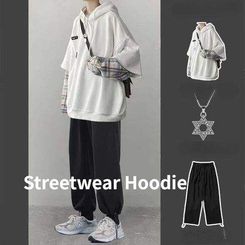 ZITEZHGO Emo Hoodie Streetwear Hoodies for Men Women Teen Boys Oversized Pullover Patchwork Sweatshirt in Saudi Arabia