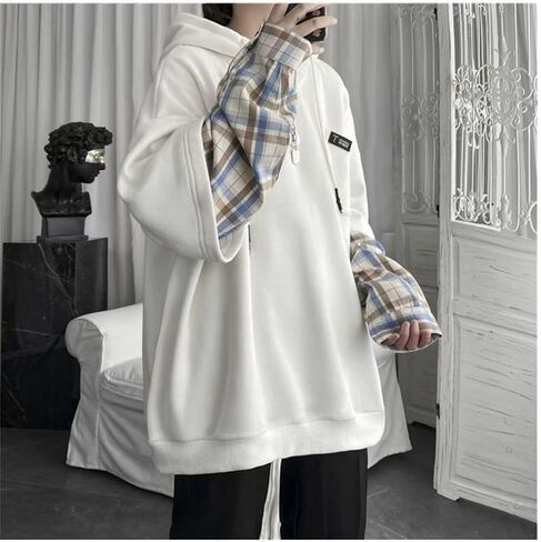ZITEZHGO Emo Hoodie Streetwear Hoodies for Men Women Teen Boys Oversized Pullover Patchwork Sweatshirt in Saudi Arabia