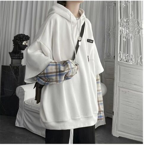 ZITEZHGO Emo Hoodie Streetwear Hoodies for Men Women Teen Boys Oversized Pullover Patchwork Sweatshirt in Saudi Arabia