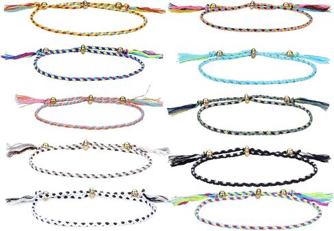 ملون بلينغ 10pcs قابلة للتعديل بوهو سوار الحبل الصيفي شاطئ الصيف سيرفر نيبال المنسوجة في الكاحل للنساء مجوهرات الصداقة البوهيمية in Kuwait
