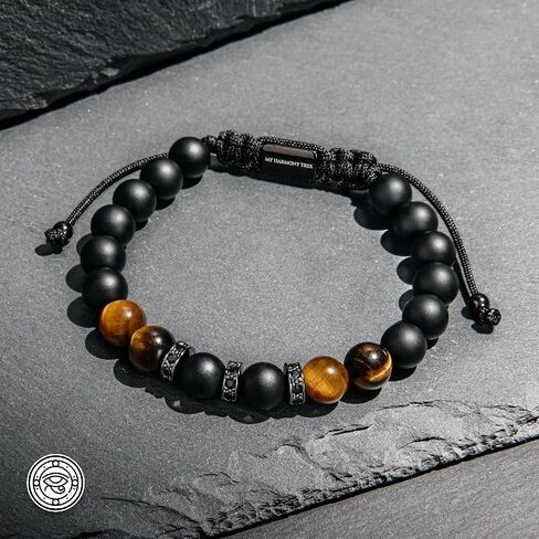 الأسود onyx و tiger eye & lapis lazuli beads سوار قابل للتعديل in Saudi Arabia
