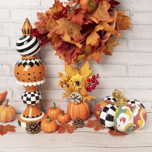 Thanksgiving Decorations for Home, Resin Set of 3 Decorative Stackable Corn Pumpkins, Fall Pumpkins Figurines Seasonal Harvest Indoor Table Centerpiece Mantel Outdoor Porch Decor in Kuwait