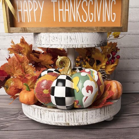 Thanksgiving Decorations for Home, Resin Set of 3 Decorative Stackable Corn Pumpkins, Fall Pumpkins Figurines Seasonal Harvest Indoor Table Centerpiece Mantel Outdoor Porch Decor in Kuwait