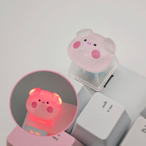 شخصية لطيف الكرتون شفافة Keycap اليدوية OEM ملف تعريف Keycap قاعدة DIY مخصص ESC الخلفية Keycap للوحة المفاتيح الميكانيكية MX التبديل (خنزير) in Kuwait
