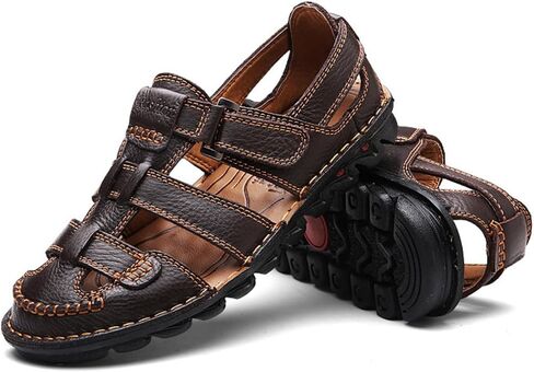 Driving Shoes Leather Sandals for Men Closed Toe Handmade Hiking Sandals for Men Breathable Mens Leather Sandals Pu in Saudi Arabia