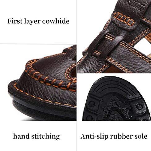 Driving Shoes Leather Sandals for Men Closed Toe Handmade Hiking Sandals for Men Breathable Mens Leather Sandals Pu in Saudi Arabia