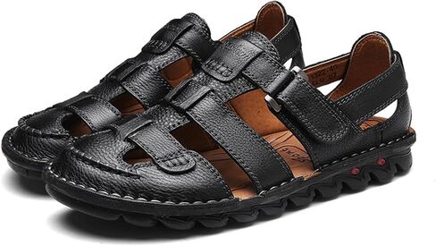 Driving Shoes Leather Sandals for Men Closed Toe Handmade Hiking Sandals for Men Breathable Mens Leather Sandals Pu in Saudi Arabia