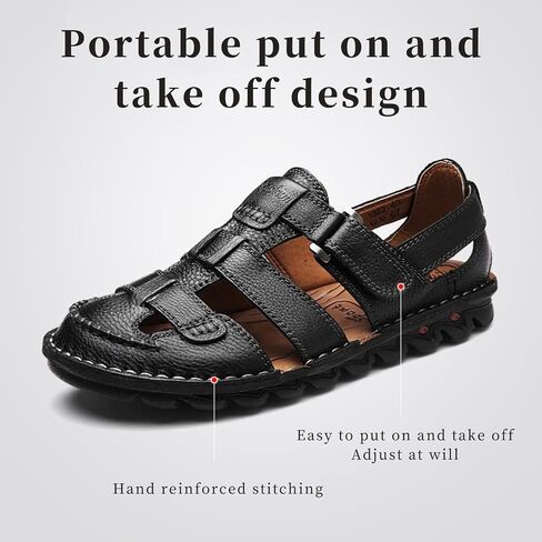 Driving Shoes Leather Sandals for Men Closed Toe Handmade Hiking Sandals for Men Breathable Mens Leather Sandals Pu in Saudi Arabia