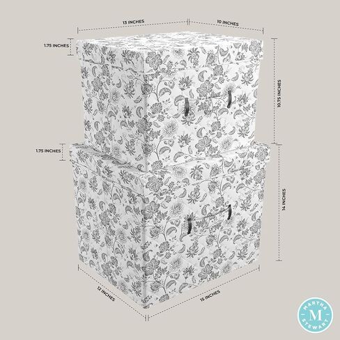 Martha Stewart Essential Collapsible Stackable Decorative Home Storage Organization With Lidded Tops, Set of 2 Nesting Boxes with Lids, Bedford Floral in Saudi Arabia
