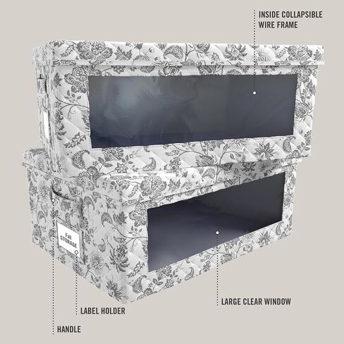 Martha Stewart Essential Collapsible Stackable Decorative Home Storage Organization With Lidded Tops, Set of 2 Nesting Boxes with Lids, Bedford Floral in Saudi Arabia