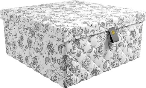 Martha Stewart Essential Collapsible Stackable Decorative Home Storage Organization With Lidded Tops, Set of 2 Nesting Boxes with Lids, Bedford Floral in Kuwait