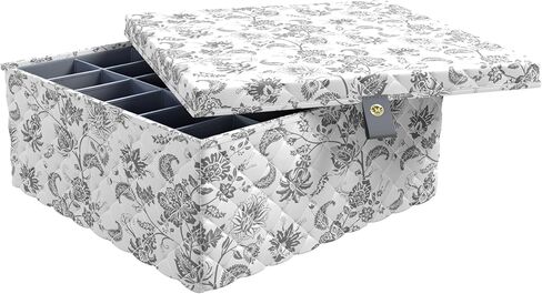 Martha Stewart Essential Collapsible Stackable Decorative Home Storage Organization With Lidded Tops, Set of 2 Nesting Boxes with Lids, Bedford Floral in Kuwait