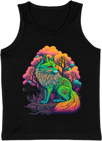 Psychedelic Fox Kids' Jersey Tank - Cool Art Sleeveless T-Shirt - Trippy Kids' Tank Top in Saudi Arabia